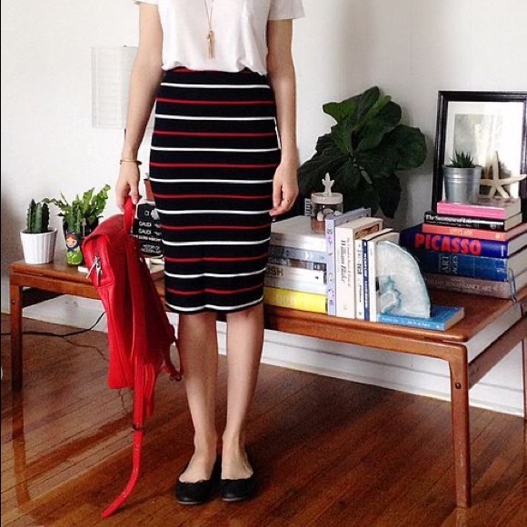 American Apparel stripe midi pencil skirt - Picture 1 of 5